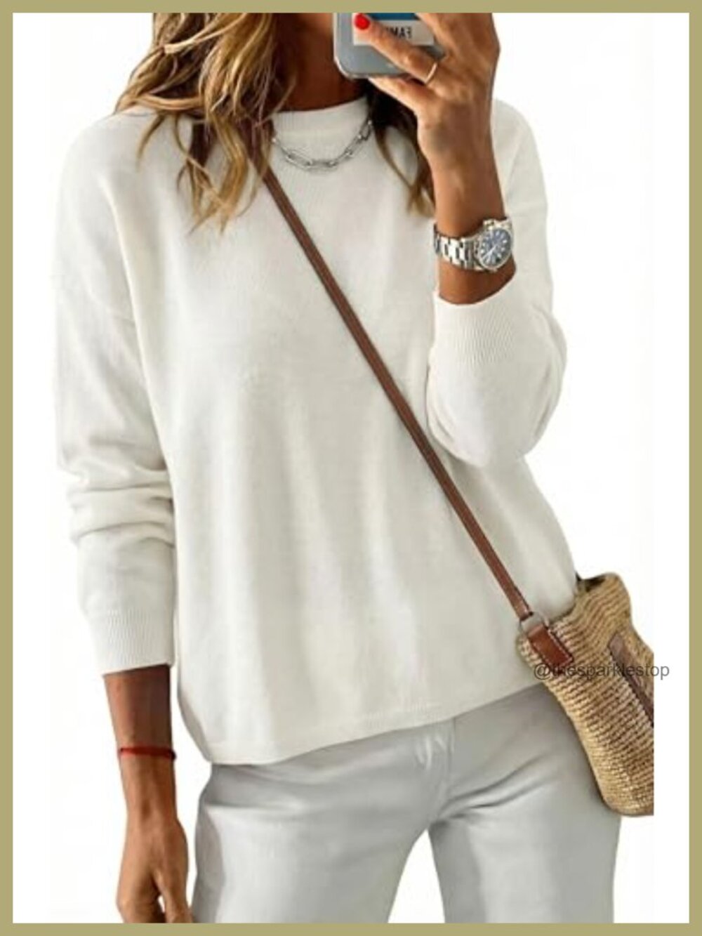 100% Cotton Relaxed Fit Crew Neck Pullover Sweater Long Sleeve